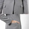 Womens Wool Coats European Style High Quality Autumn Winter Jackets Slim Woolen Cardigan Gray Jacket Elegant Blend Women 210924