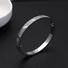 Titanium Steel 3 Row Full Diamond Bracelet Fashion Women Men Chirstmas Bangle Bracelets Distance Jewelry Gift with velvet bag235578238365