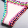 Damenbadebekleidung 2021 Sommer handgemachte Häkelbikini-Verband-Badeanzug-Frauen-Push-up-BH-Dreieck-Set Solider Strand-Badeanzug