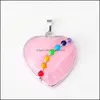 Pendant Necklaces & Jewelry 7 Crystal Heart Shaped Natural Stone Pendants Healing Chakra Reiki Love Charm Bk For Jewelry Making Amethyst Turq