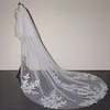 Bridal Veils Two Tier Wedding Veil, Lace Soft Tulle Applique Blusher Cathedral Length White Ivory Veil