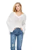 Fitshinling 도착 가을 여성 스웨터와 풀오버 V 넥 느슨한 할로우 니트 스웨터 섹시한 흰색 점퍼 판매 당겨 210918