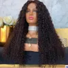 Perucas 360 peruca frontal de renda pré-arrancada com cabelo de bebê preto/marrom/loiro colorido brasileiro kinky encaracolado peruca de cabelo sintético para mulheres