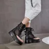 Sandales de gladiateur ajourées pour femmes, chaussures plates à bout ouvert, en cuir véritable, bottes Cool d'été, à la mode, 2021