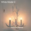 wall lamp Wooden feeling resin decorative candle light deer horn retro white LED tree branch hallway decor