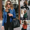 Femmes mode cuir PU costume petite veste courte veste automne et hiver femmes Blazer vêtements d'hiver femmes 2021 haut court X0721