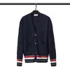 Trui voor Heren Tb Brand Classic Cable-knit Merino Wool V-neck Cardigan with Bar Stripe Sleeve Winterjas Heren