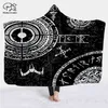 Viking tattoo Character Hooded Blanket Adult colorful child Sherpa Fleece Wearable Microfiber Bedding style-3 211101