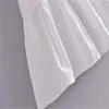 Za bretelles brodées mini robe d'été femmes sans manches dos nu volants robe de plage smockée élastique robes blanches plissées 210602