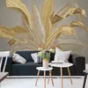 Custom Photo Wallpaper 3D Stereo Golden Relief Banana Leaf Mural Living Room TV Sofa Study Abstract Art Wall Painting 3D Fresco