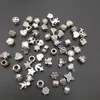 60 pcs / mycket blandade stilar tibetansk silver-platta legering stort hål lösa pärlor charm diy smycken gör tillbehör till armband halsband grossist