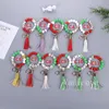 47 Färgpärlor Keychain Party Favor Wood Tassel String Chain Food Grade Silicone Bead Keyring Women Wrist Strap Armband3758559