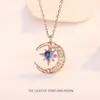 Mode Licht von Sternen und Mond Charme Halskette Zarte Clavicle Sterne Strass Kette Halskette Für Frauen Schmuck G1206