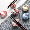 Chopsticks Nordic Style Underglaze Keramiska porslin Japansk kreativ restaurang Hushåll Enkel Oval Spoon Chopstick Holder Bracket
