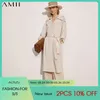 Minimalism Spring Women's Trench Coat Offical Lady Solid Lapel Double breasted Belt Jacket 12120121 210527