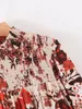2020女性弾性シュリンク折り折り折りたたみ襟フラワープリントカジュアルルーズロングドレスレディーヴェスティドシックストレートドレスDS3308 x0521