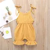 Nyfödd Baby Solid Färg Romper Toddler Sling Jumpsuits 2019 Sommar Ruffles One-Piece Kids Climbing Kläder 6 Färger C6317 537 Y2