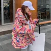 Vinterkvinnor 2022 NY JAPLE Down Cotton Jacka Ladies Korean Loose Thick Hooded Mid-Längd långärmad plusstorlek varm parka