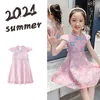 中国のチャイナの王女のドレスの赤ちゃんの夏の女の子のドレス子供服半袖コットンの花王女かわいいドレスQ0716