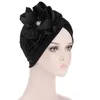 Beanie/Totenkopfkappen Mode Frauen Diamanten Blume Turban Kappe Soild Farbe Muslimisches Kopftuch Motorhaube Innere Hijabs Arabischer Kopf Wraps Hut Davi22