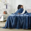 솔리드 컬러 따뜻한 커버 담요 일반 와플 벨벳 던지기 담요 휴대용 목도리 담요 소파 침대 덮개 침대 침대 격자 무늬