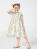 Toddler Girls Ditsy Floral Puff Sleeve Ruched Bodice Dress SHE