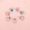 10pcs niedliche Cartoon Kinder Ringe Kawaii koreanische Kinder Mädchen Blumenlegierung Finger Ring Kinder Schmuckgeschenke verstellbar8130711