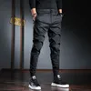 Heren casual broek Koreaanse streetwear zwarte stretch slim fit broek hoge taille stretch casual broek