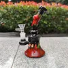 Karanlık Canavar Gözde 8 inç Glow Göz Kırmızı Siyah Cam Bong Su 14mm Kase Borular Bisbler