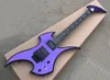 Metallic purple unusuall shaped electric guitar with black binding,Floyd Rose,rosewood fretboard,can be customized as request