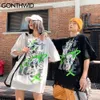 GONTHWID Tees Shirts Hip Hop Graffiti Joker Maske Baumwolle Punk Rock Gothic T-shirts Streetwear Harajuku Casual Kurzarm Tops C0315