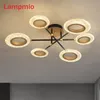 Luzes de teto 2022 Chegada moderna com abajures redondos para sala de estar dourado quarto preto 75cm 108cm 118cm tubo lustres