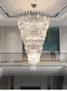 Postmodern lumière luxe Hall lustre haut de gamme Duplex escalier Long lustre nouvelle Villa cristal