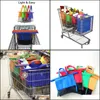 Lagring Huskee Organisation Hem GardenStorage Väskor 4PCS / Set Tjocken Cart Trolley Supermarket Shop Fällbar återanvändbar miljövänlig butik H