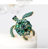 Broches en strass vert pour femmes et hommes, tortue de mer, fête animale, broches décontractées, cadeaux