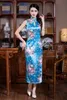vestido de qipao chinês azul