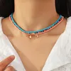 Womens Moon Star Charms Colorful Seed Beads Necklace Boho Rainbow Beaded Chocker Summer Beach Jewelry 3pcs/set