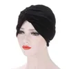 Nova Moda Turbante Mulheres Quentes Inverno Headscarf Bonnet Cap Muçulmano Femme Envoltório Cabeça Elegante Indiano Espaço Algodão Hand Hat