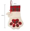 2021 Kvalitet Julstrumpa Cat Dog Paw Strumpor Fluffy Santa Socks Snowflake Xmas Tree Decoration Festival Presentpåse