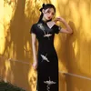 エスニック服中国語スタイルの女性刺繍チョンサム伝統的なイブニングパーティードレスビンテージ花嫁ウェディングガウンセクシーなスリムQIPAO VESTIDOS