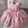 Baby Girls Dress For Kids 1 2 Years Birthday Bow Dress Lace Embroiery Tutu Vestidos Wedding Christening Gown Toddler Girls Dress 210317