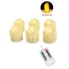 Pack med 6 Fjärrkontroll Flameless Dancing LED Lysning Ljus Varm Vit Batteri Operated Moving Wick Tea Lights med Timer D2.5