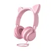 Casque d'oreille de chat rose Casque de filles Casque de jeu stéréo filaire avec micro écouteurs pour ordinateur portable/PS4/contrôleur Xbox One
