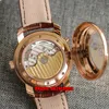 7 Styles Top Quality Watches 42005/000R-9068 Malte Dual Time Regulator Rose Gold Cal.1206 RDT Automatic Mens Watch White Dial Leather Strap Gents Sports Wristwatches