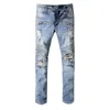 Brand Designer Jeans Rock Renaissance The United States Street Style Boys Hole Embroidered Jean Men Women Fashion Size 28-42