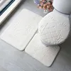 3pcs / set Badrumsmatta Set Flannel Anti-Slip Kitchen Bad Mat Mattor Badrum Toliet Rug Tvättbara Tapete Banheiro 210724