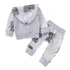 2 pezzi costume neonato set neonate ragazzo con cappuccio elefante a righe top pantaloni tuta pantaloni abiti set di vestiti 210309