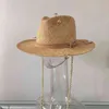 2021 llegada verano rafia sombrero para el sol mujeres con cadena y pin sombrero de paja Panamá Fedora