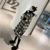Uzun Kollu kadın Elbise Moda Hoodie Gevşek Tarzı Mont Artı Boyutu Kazak Tasarım Genç Kızlar Ve Öğrenciler için Ekose Desen T200904