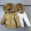 Hiver Femmes 90% Blanc Canard Vers Le Bas Manteau Grand Col De Fourrure Naturelle À Capuche Veste Épaisseur Chaud Kaki Parkas Avec Ceinture 211011